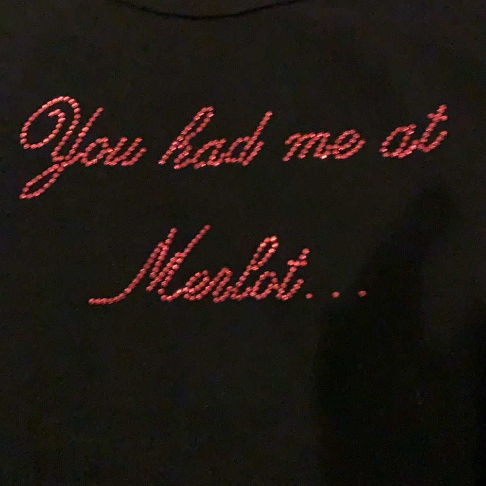 You Had Me At Merlot T-shirt Red Stone Embellished NWT Wine Gift Bling